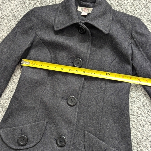 JLO By Jennifer Lopez Women's (Size PXS) Charcoal Grey Wool Blend Pea Coat - Picture 13 of 16